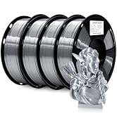 GIANTARM Silk 3D Printer Filament 1.75mm Metallic Silver PLA 4kg | Smooth Silk Texture,Metallic C...