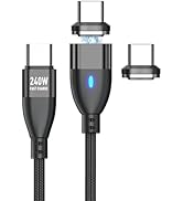 Teslniher Magnetic Charging Cable 240W, 24 Pin USB C to USB C Cable Fast Charge 5A, 480Mbps Data ...