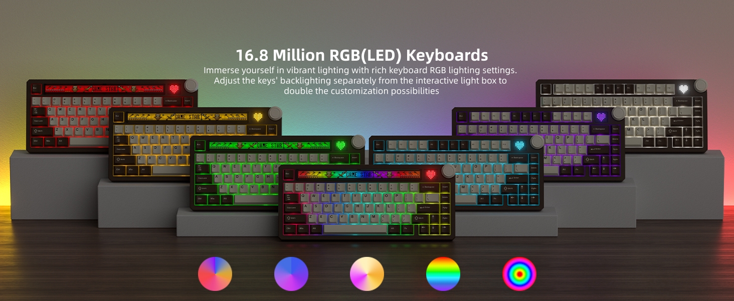 75% Mechanical Keyboard with Screen and Knob, Retro Creamy Wireless Gaming Keyboard Custom