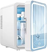 MEHIDFY Mini Fridge for Bedroom, 6L Skincare Fridge with Dimmable LED Mirror, Cooler and Warmer B...