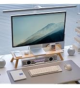 ROCDEER Bamboo Monitor Stand Riser with Cable Management, Ergonomic Computer Shelf for Desk, Natu...