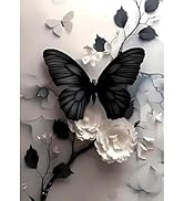 1000 Piece Jigsaw Puzzle for Adults – Monochrome Butterfly &amp; Peony Modern Art Puzzle, Black &amp; Whi...