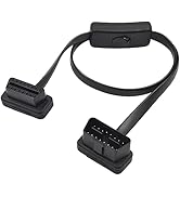 Duttek Right Angle OBD2 Extension Cable, Ultra Slim 16pin Male to Female OBD2 Port Flat Cord with...