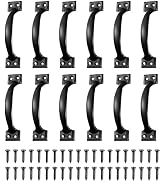 DOITOOL 10 Pcs Matte Black Gate Handles, 5.5 Inch Barn Door Handles for Wooden Fences Outdoor Met...