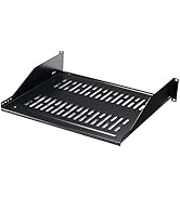 Rack Shelf Vented 2U Server Rack Mount Cantilever Tray, 16 inches Deep, Heavy Duty 50 lbs, Black