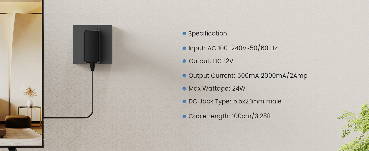 AKINGUAR 12V 2A Power Supply Adapter with 8 DC Connectors