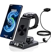 Wireless Charger for Samsung Charging Station with Clock for Samsung Galaxy S25 Ultra/S24 Ultra/Z...