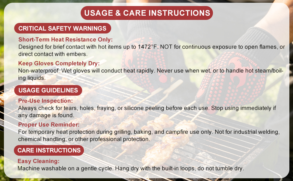 USAGE &amp;amp; CARE INSTRUCTIONS