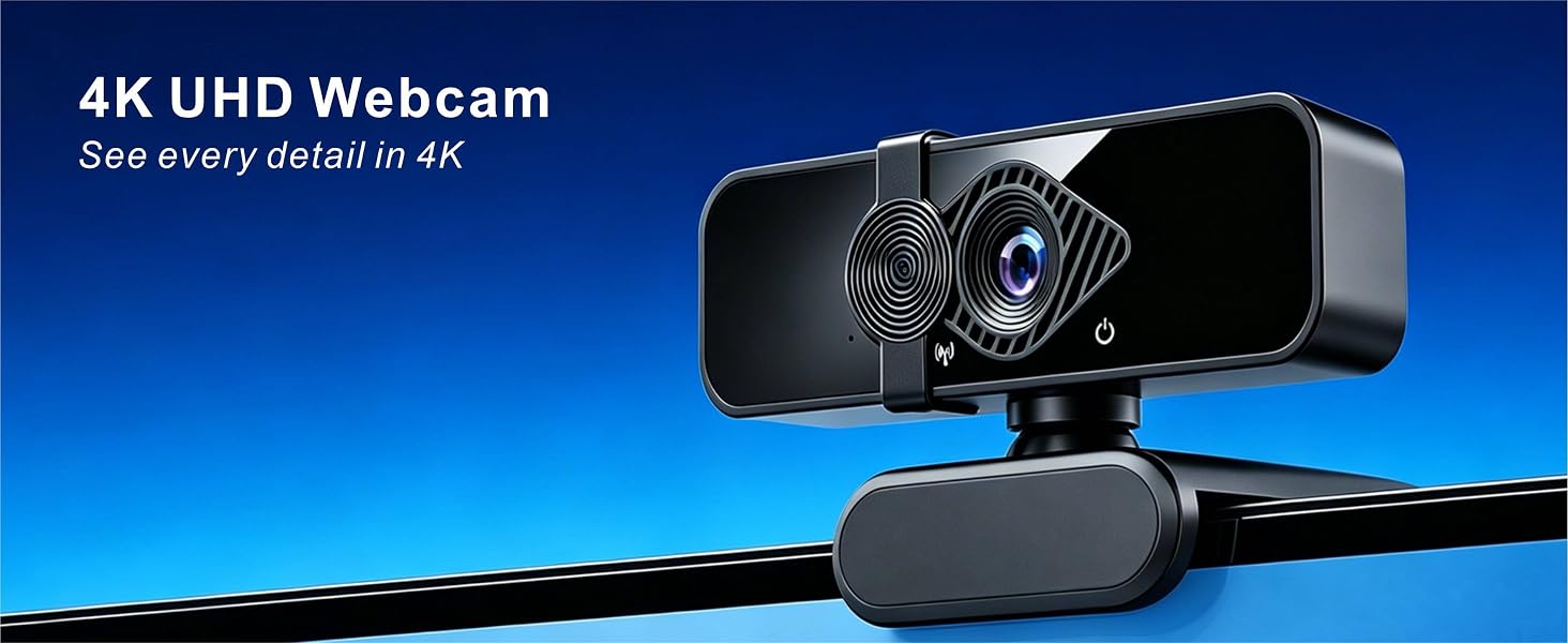 4K UHD webcam for PC, see every detail in 4K resolution for crystal clear video calls and streaming.