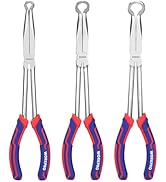 WORKPRO 3-Piece Long Reach Hose Grip Pliers Set, 11 Inches Ring Nose Hose Gripper Pliers, 5/16-In...