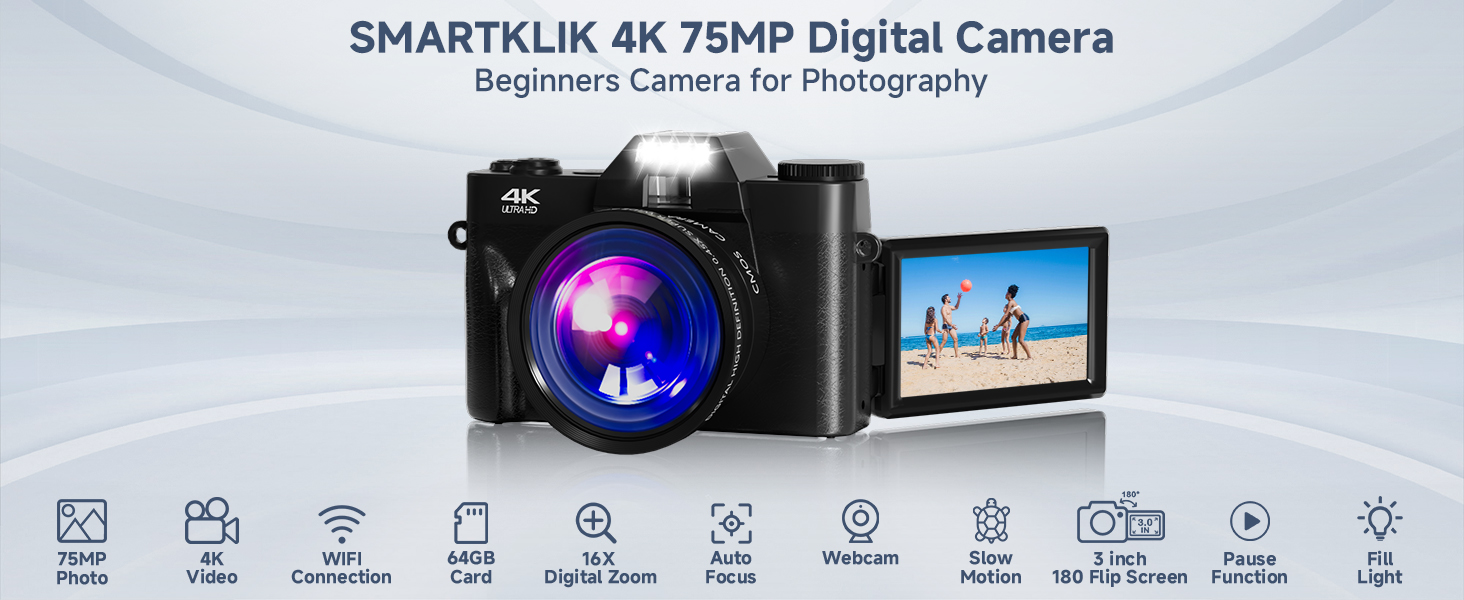 4K 75MP Digital Camera,camera for photography photography camera vlogging camera camaras fotografica