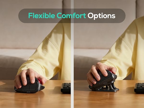 Nulea M511 Wireless Trackball Mouse, Rechargeable Ergonomic Thumb-Control Mouse with Tilt Stand