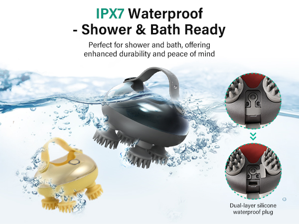 Waterproof Silicone Scalp Massager with IPX-7 for Wet &amp;amp;amp;amp; Dry Use