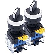 TWTADE / 2Pcs 22mm 2 NO 3 - Positions Latching Rotary Select Selector Switch 440V 10A LA38-20X/31