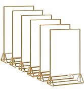 HIIMIEI Acrylic Gold Sign Holder, 5x7 Gold Acrylic Picture Frames Clear Double Sided Menu Holder ...