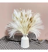 N&T NIETING 94PCS Dried Pampas Grass Flower, White Pampas Grass, Brown Reeds, Reed Grass, White R...