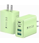 USB C Charging Block, 2-Pack 40W 4-Ports Type C Fast Charger Block Dual PD Power Adapter +QC 3.0 ...