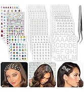 2609 Pieces Hair Gems,Hair Jewels Diamonds and Letters Rhinestones with Tweezers,Hair Pearls Stic...