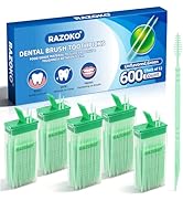 RAZOKO Interdental Toothpicks,Total 600 Count (5 Packs) Disposable Oral Pick,Food-Grade Plastic I...