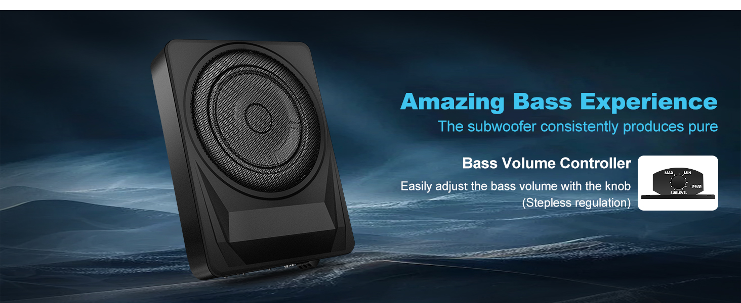 slim car subwoofer with amplifier