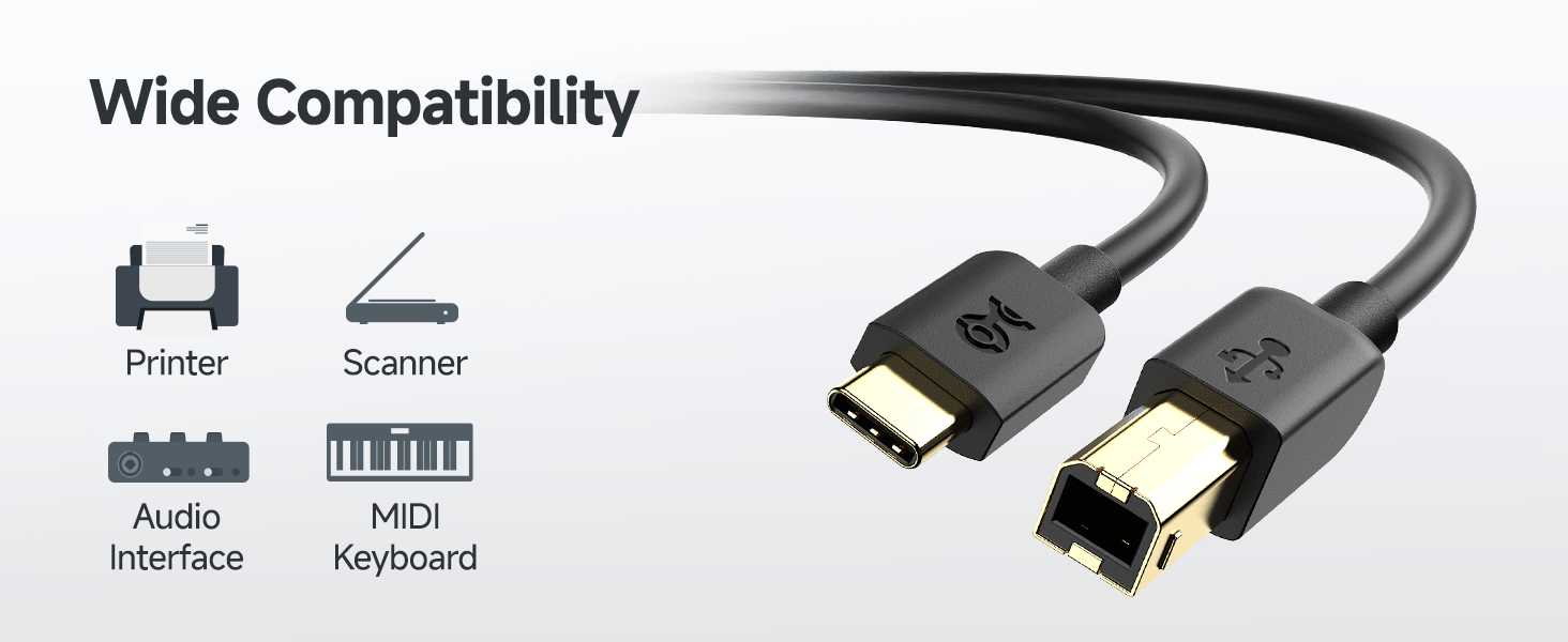 USB B to USB C Cable - 3.3ft, USB-C to USB-B Cable, MIDI to USBC Cord