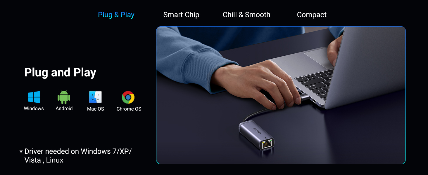 UGREEN USB to Ethernet Adapter USB 3.0 to 10 100 1000 Mbps Gigabit Plug and Play