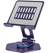 SOJUNER Tablet Stand Adjustable, Swivel iPad Stand with 360 Rotating Base, Aluminum Foldable Desk...