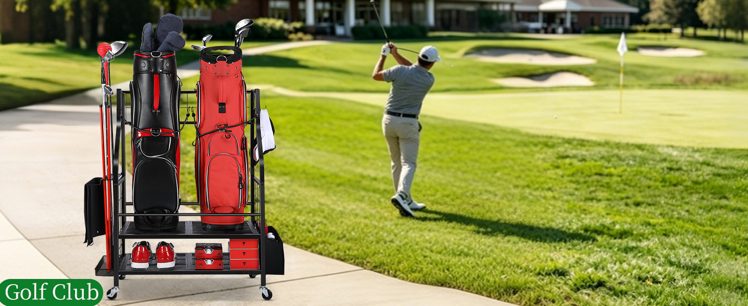 Golf Bag Storage Rack for Garage, Golf Bag Organizer and Golf Accessories, Golf Bag Storage Stand