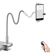 SAIJI Gooseneck Kindle Holder with Remote Page Turner, Tablet Holder for Bed, 100 cm Flexible Laz...