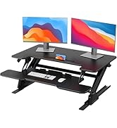 HUANUO 36" Z Shaped Stable Standing Desk Converter, Height Adjustable Sit Stand Up Desk Riser, Du...