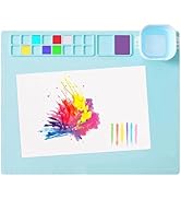 MEKOTRIN Silicone Painting Mat, 20"X16" Art Mat with Cup and Palettes, Silicone Craft Mat has 16 ...
