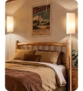 2 Pack Wooden Textured Pole Lamps, Dimmable Floor Lamp for Living Room with Remote and Foot Switc...