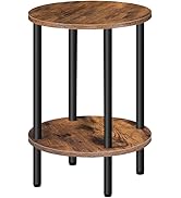 CHOEZON Round Side Table, 2-Tier End Table, Small Round Nightstand with Sturdy Metal Tube, Indust...