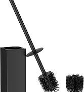 FORIOUS Toilet Brush and Holder Set, Heavy Duty 304 Stainless Steel Base Square and Long Handle T...