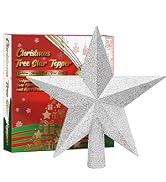 URATOT Glittered Christmas Star Tree Topper Christmas Decorative Holiday Treetop Shatterproof Sta...