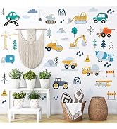 AOWDIAO Construction Vehicle Wall Decals – 90Pcs Reusable Peel and Stick Vinyl Stickers for Kids’...