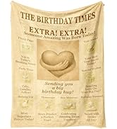 SNUGLYZEN Birthday Blanket 60x50 – Vintage Newspaper Happy Birthday Throw, Cozy Flannel, Unisex G...