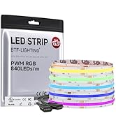 BTF-LIGHTING FCOB COB RGB LED Strip Light, UL Listed, 840LEDs/m High Density Flexible Color Chang...