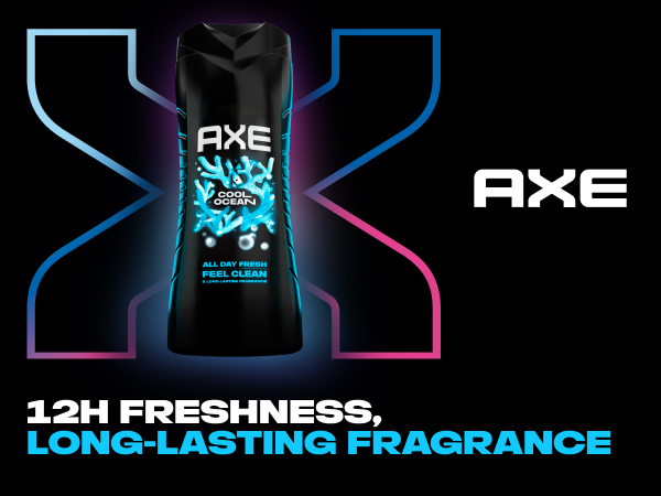 AXE Cool Ocean Body Spray, next to text about long-lasting fragrance and 12 hour freshness.