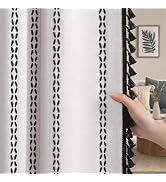 XOGUIBO White Boho Blackout Curtains 2 Panels 84 Inch for Living Room Bedroom, Linen Texture Farm...