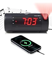  Projection Alarm Clock, Android &amp; iOS Compatible, Bluetooth Speaker, USB Port