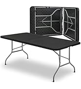 MoNiBloom 8Ft Folding Heavy Duty Utility Table, Indoor Outdoor Portable Plastic Wedding Event Pic...