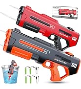 2 Pack Electric Water Guns,Water Gun with Auto Reload,3 Shooting Modes &amp; 4 Batteries,Squirt Gun B...