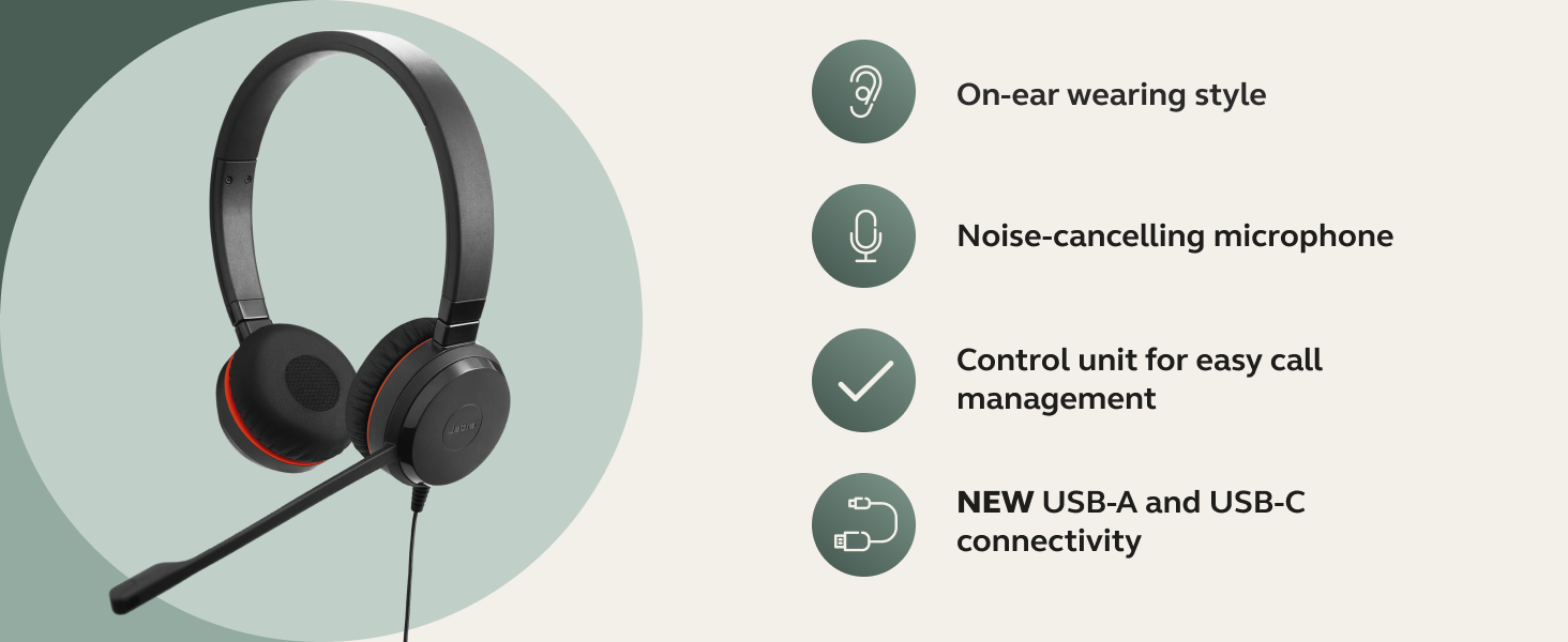 Noise-cancelling microphone headset Microsoft Teams headset USB-A headset USB-C headset