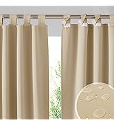 RYB HOME Patio Curtains Outdoor 2 Panels - Detachable Top Waterproof Outdoor Blackout Curtains Dr...