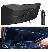 Car Windshield Sun Shade, [Upgraded Ice Crystal Reflective Material] Foldable Sun Cover blocks UV...