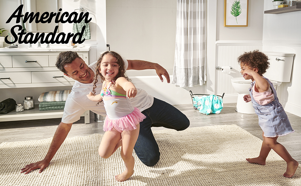 american standard logo with family in bathroom