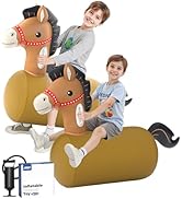 JOSEN Bouncy Horse Hopper Giant Ride On Toys, Inflatable Bouncing Animal Hopper with Hand Pump, J...