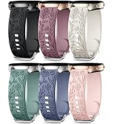 SNBLK Floral Engraved Bands Compatible with Samsung Galaxy Watch 7 6 5 4 Active 2 FE 40mm 44mm/5 ...