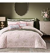 pink green floral duvet cover set